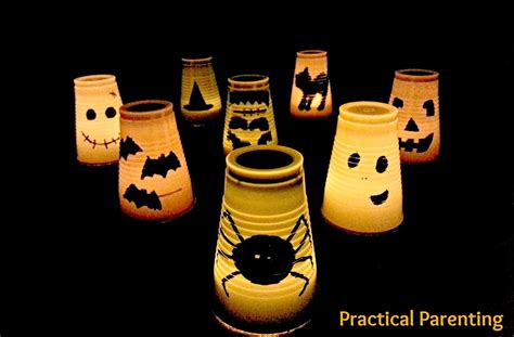 You Tube Halloween Crepon Et Verre En Plastique Chauve souris bougeoirs Pots en verre de yaourt entouré de papier